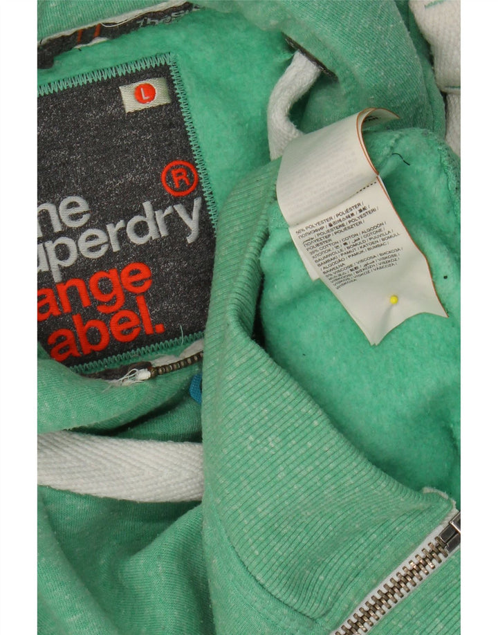 SUPERDRY Pulover cu capota cu fermoar pentru femei UK 14 Poliester mare cu pături verzi