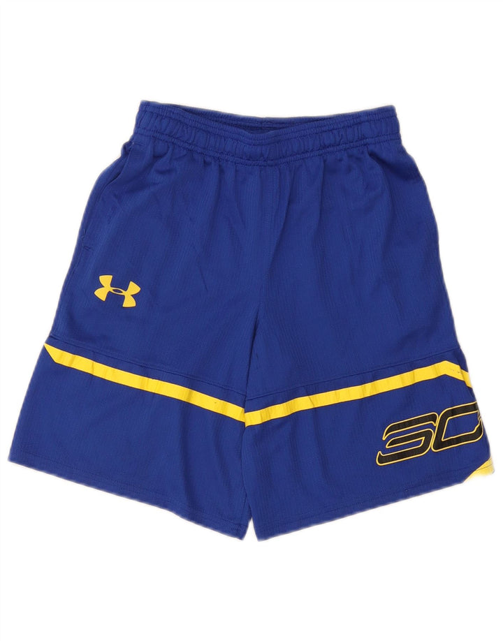 Pantaloni scurți sport grafic pentru băieți UNDER ARMOUR Heat Gear 9-10 ani, albastru mediu