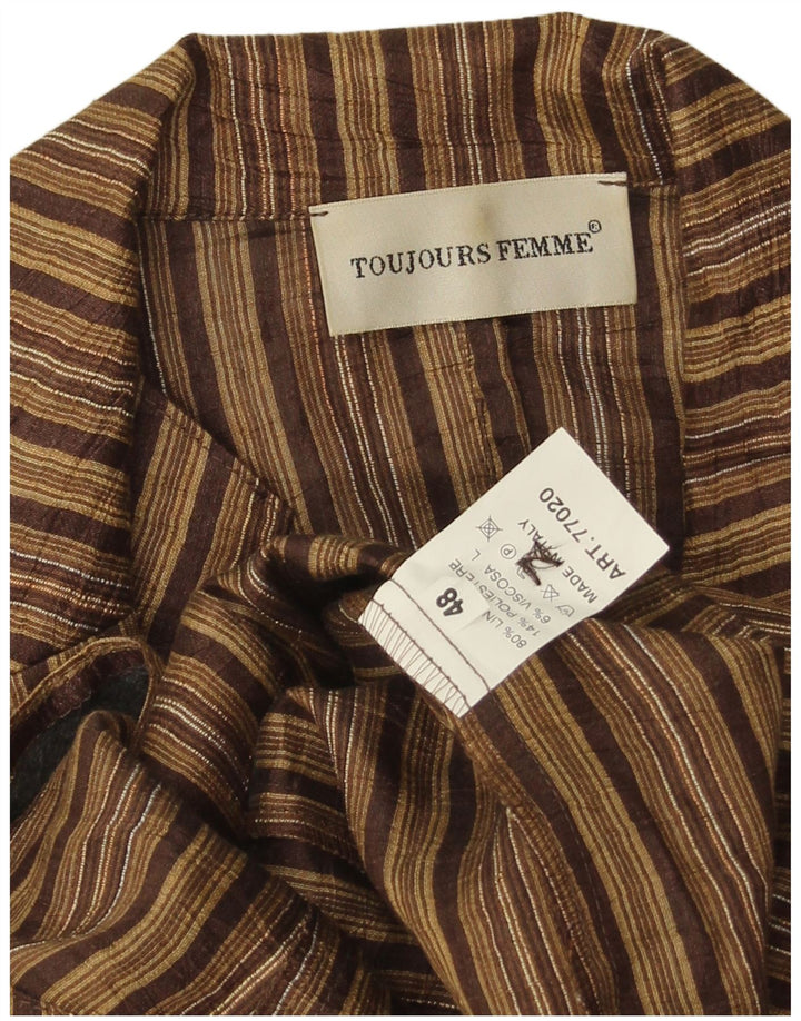 Jachetă pentru femei Toujours cu 2 nasturi IT 48 XL, in dungi maro