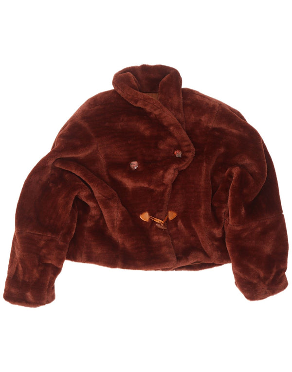 Jachetă Bomber Vintage pentru femei din blană artificială UK 18 XL maro