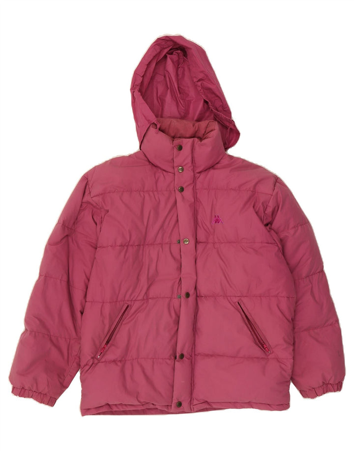 KAPPA Mens Hooded Padded Jacket UK 38 Medium Pink Cotton Vintage Kappa and Second-Hand Kappa from Messina Hembry 