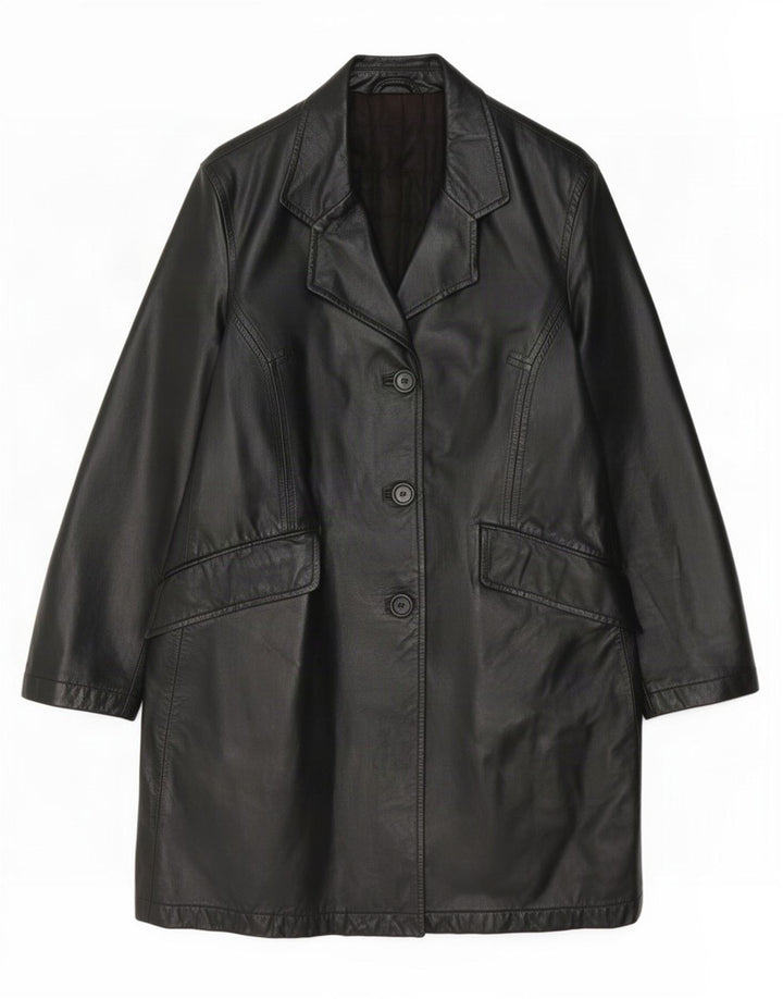 Palton din piele vintage pentru femei IT 42 Medium Black