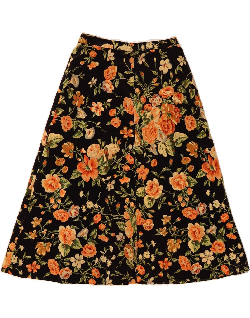 BETTY BARCLAY Womens A-Line Skirt W26 Small Black Floral Cotton Vintage Betty Barclay and Second-Hand Betty Barclay from Messina Hembry 