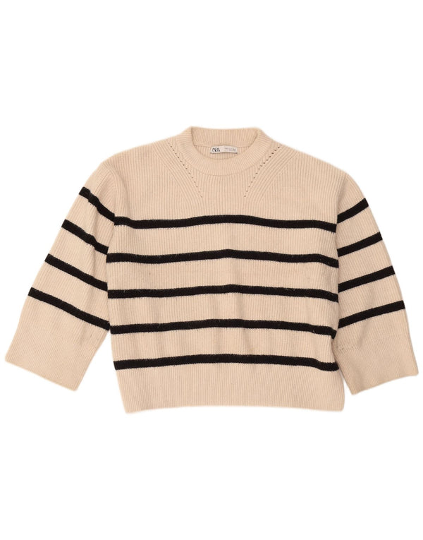 Pulover pentru femeie Zara, cu mâneci 3/4, cu decolteu, în dungi, Marea Britanie 18 XL