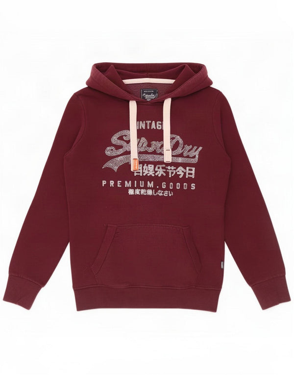 Superdry Womens Graphic Oversized Hoodie Jumper UK 6 XS Purple Cotton