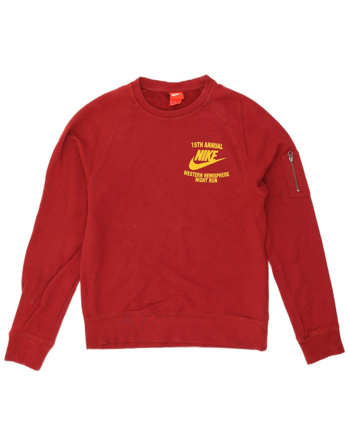 Hanorac grafic pentru bărbați Nike Pulover mic din bumbac burgundă