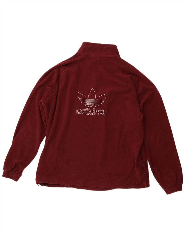 Pulover ADIDAS pentru bărbați, cu grafică, cu fermoar și gât, din lână, XL, poliester burgundă