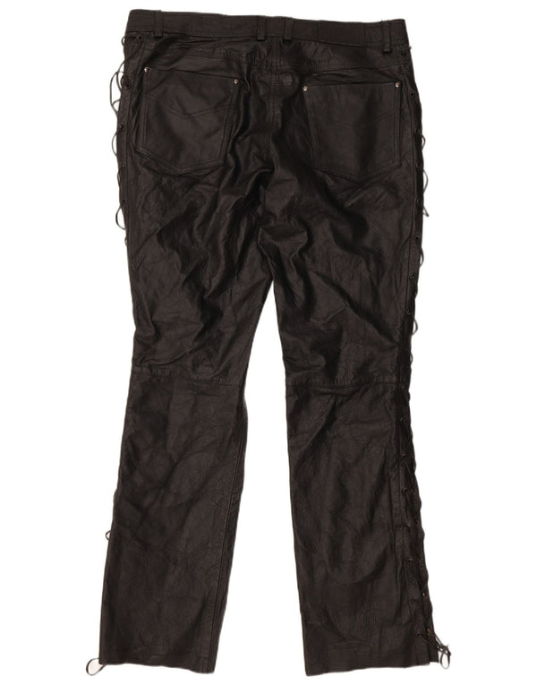 HIGHWAY 1 Pantaloni drepti din piele pentru femei EU 46 XL W38 L32 Piele neagră