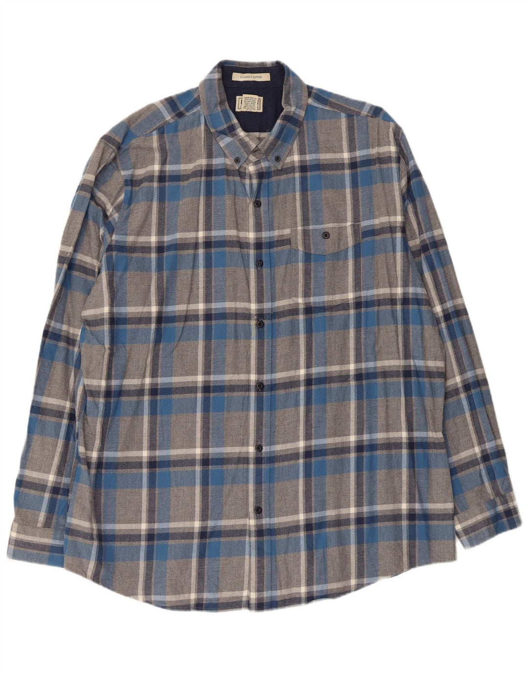Cămașă de flanel pentru bărbați L.L.Bean, bumbac cu carouri gri