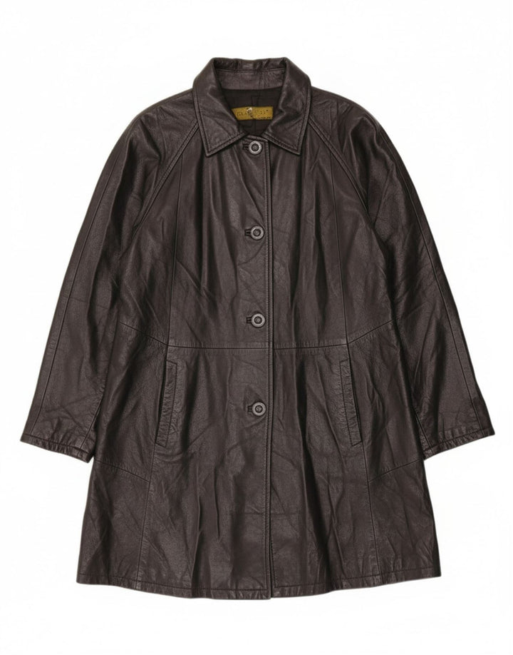 DOUGLAS Womens Leather Coat IT 44 Medium Black Leather