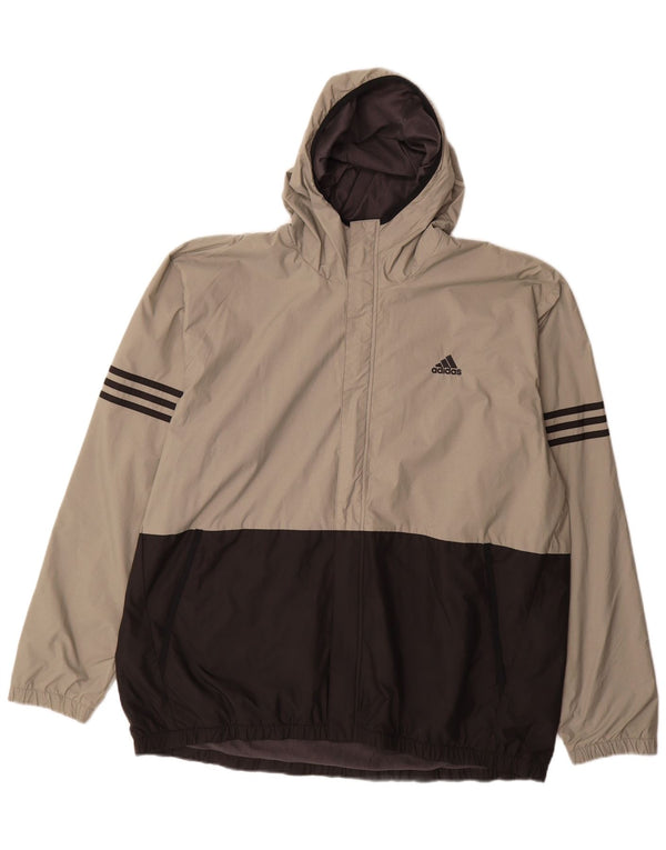 Jachetă de ploaie cu glugă Adidas pentru bărbați UK 42 XL Gri Poliamidă color bloc