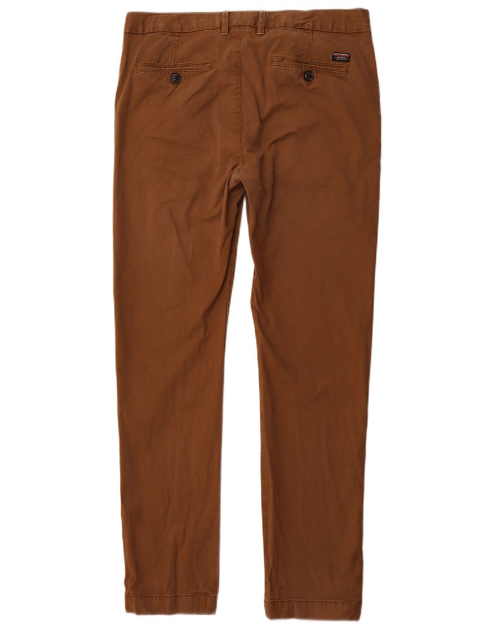 SUPERDRY Pantaloni chino subțiri pentru bărbați L32 L31, bumbac maro