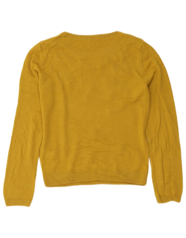 Marks & Spencer Womens Crop Boat Neck Jumper Sweater UK 8 Small Yellow