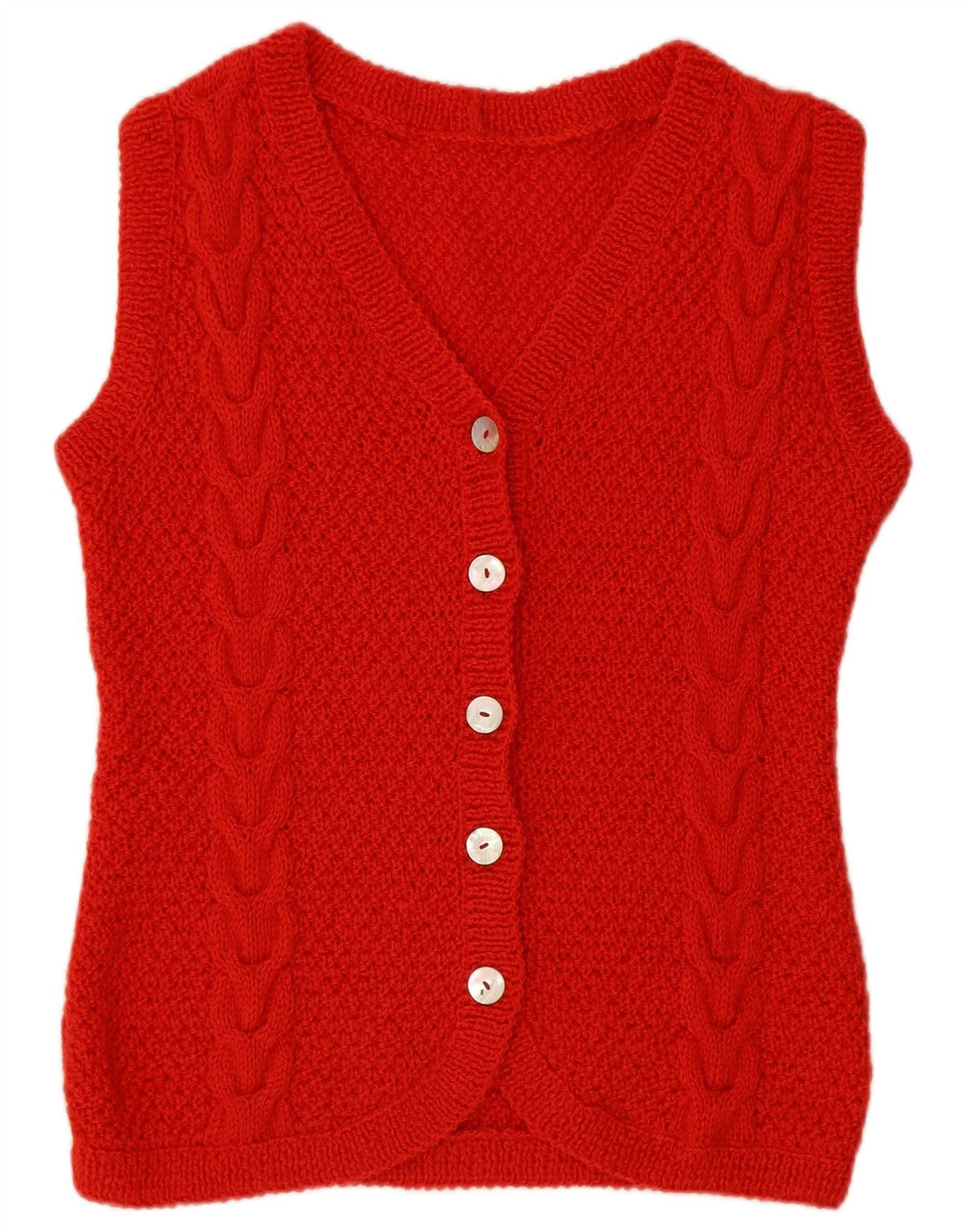 Pulover Cardigan fără mâneci Vintage pentru femei UK 16 Large Red
