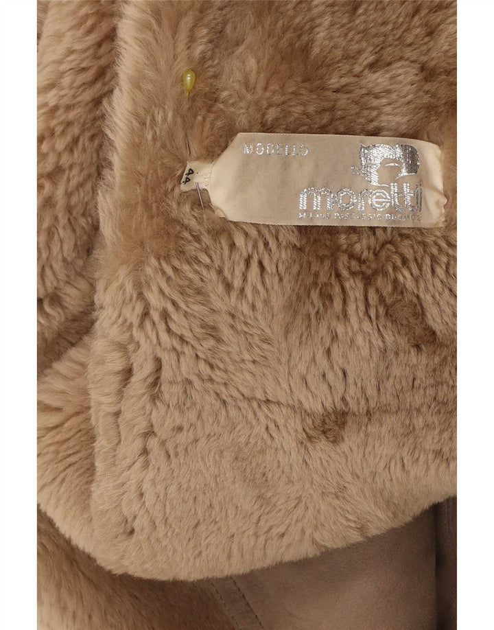 Palton din shearling vintage pentru femei, cu ajustare largi, IT 44 maro mediu clasic