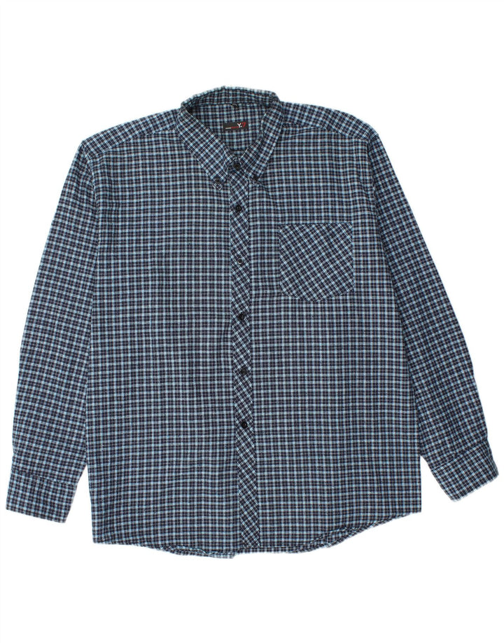 Cămașă Vintage pentru bărbați din flanel Mărimea 45 XL Blue Check