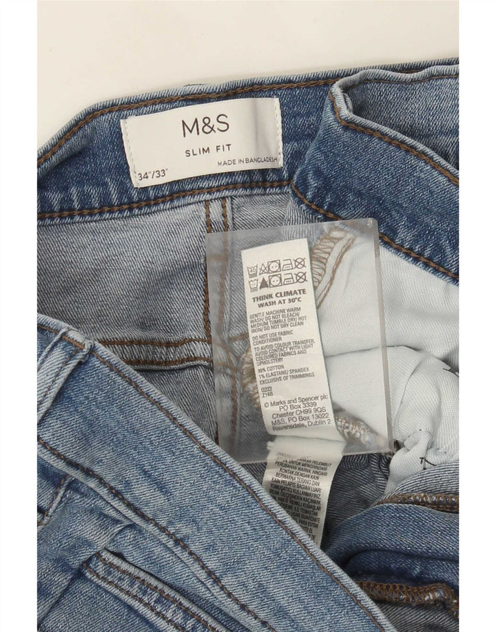 Blugi slim pentru bărbați Marks & Spencer W34 L33 Bumbac albastru
