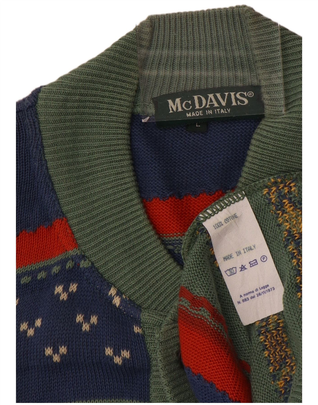 Pulover cardigan pentru bărbați MCDAVIS, bumbac cu dungi verzi mari