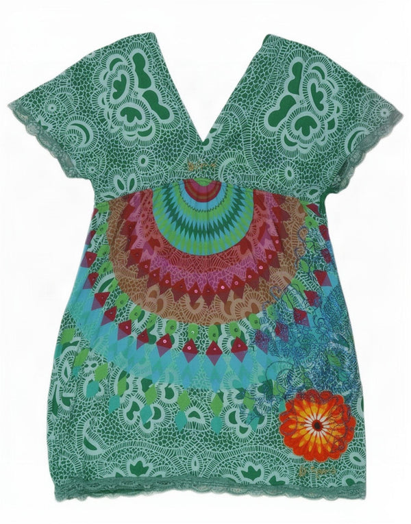 Rochie A-Line Desigual pentru femei UK 12 Medium Green Geometric