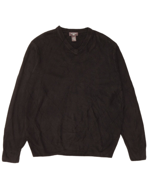 Pulover Dockers pentru bărbați, cu decolteu în V, XL, acrilic negru