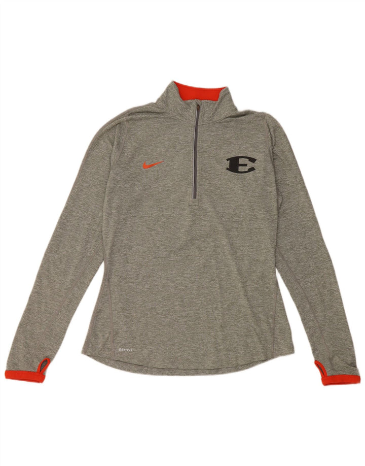 Top de trening NIKE Dri Fit Pullover pentru femei UK 12 Medium Gri Flecked