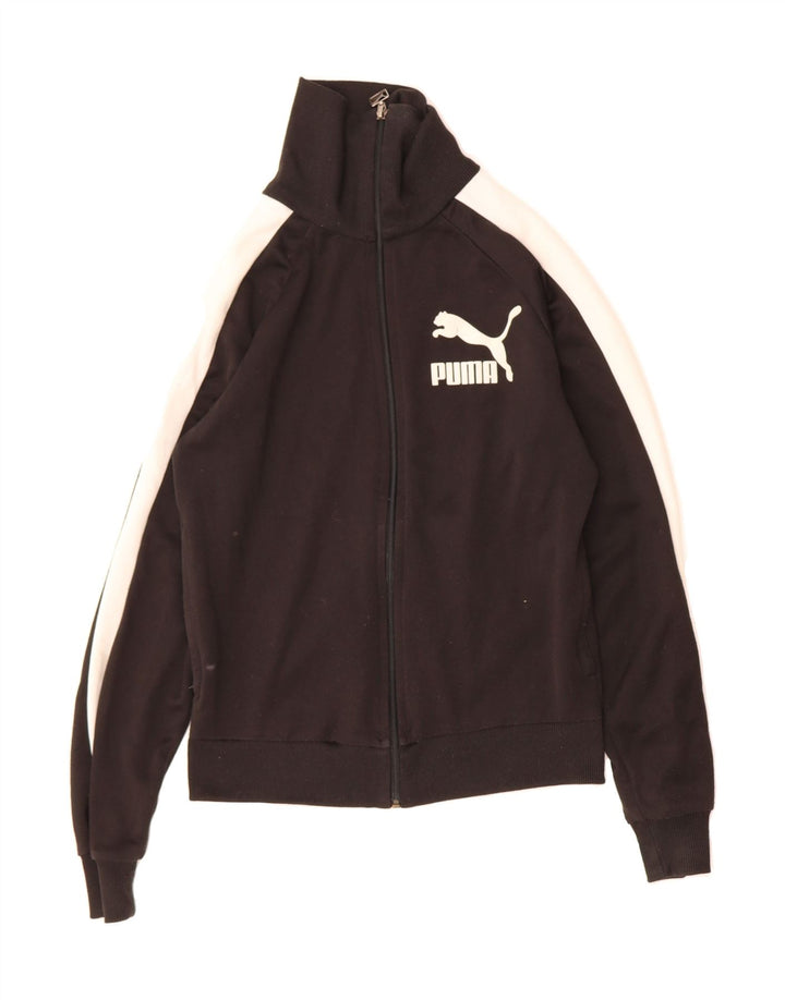 PUMA Mens Graphic Tracksuit Top Jacket Small Black Colourblock Polyester Vintage Puma and Second-Hand Puma from Messina Hembry 