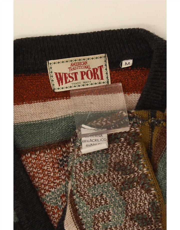 Cardigan fără mâneci pentru bărbați West Port, cu dungi medii, multicolore