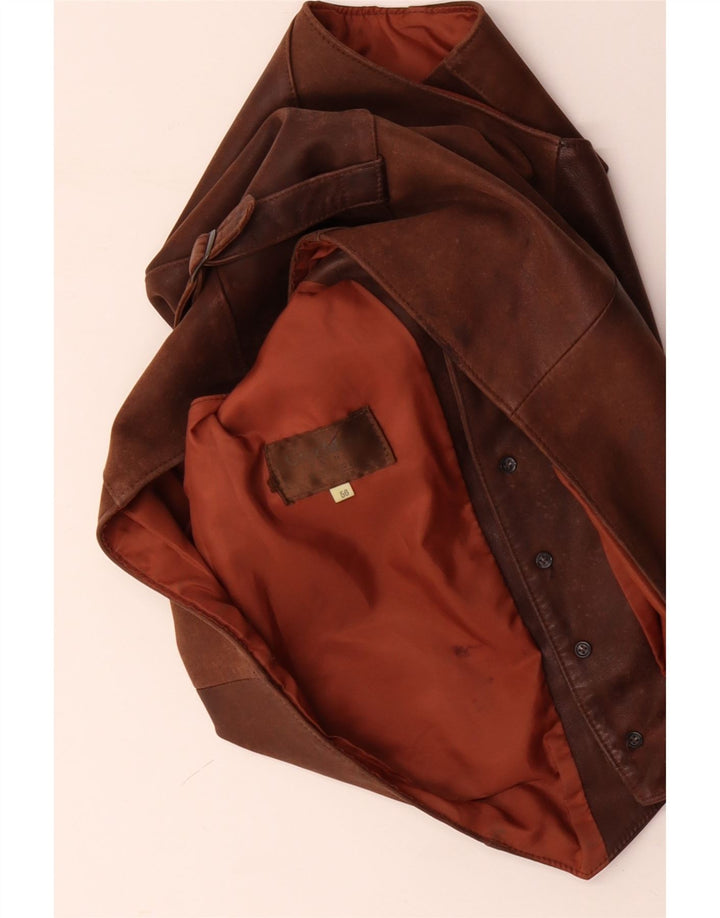 Vestă din piele pentru bărbați VINTAGE IT 56 2XL maro