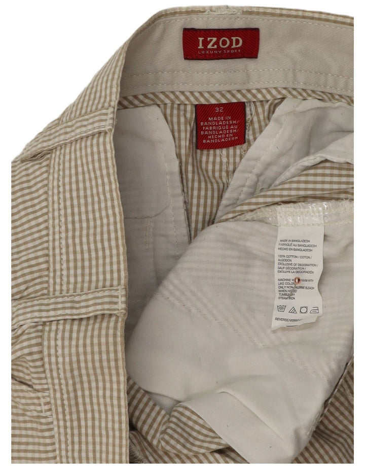 Pantaloni scurți chino pentru bărbați IZOD W32, bumbac vichy, bej mediu