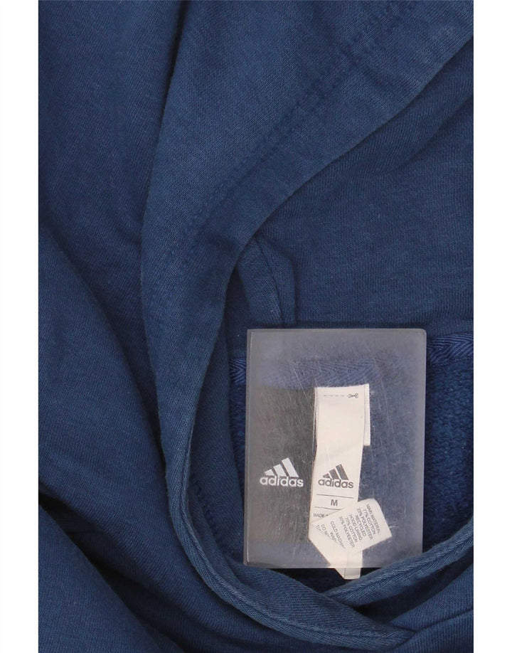 Pulover cu glugă cu grafic pentru bărbați Adidas, bumbac albastru mediu