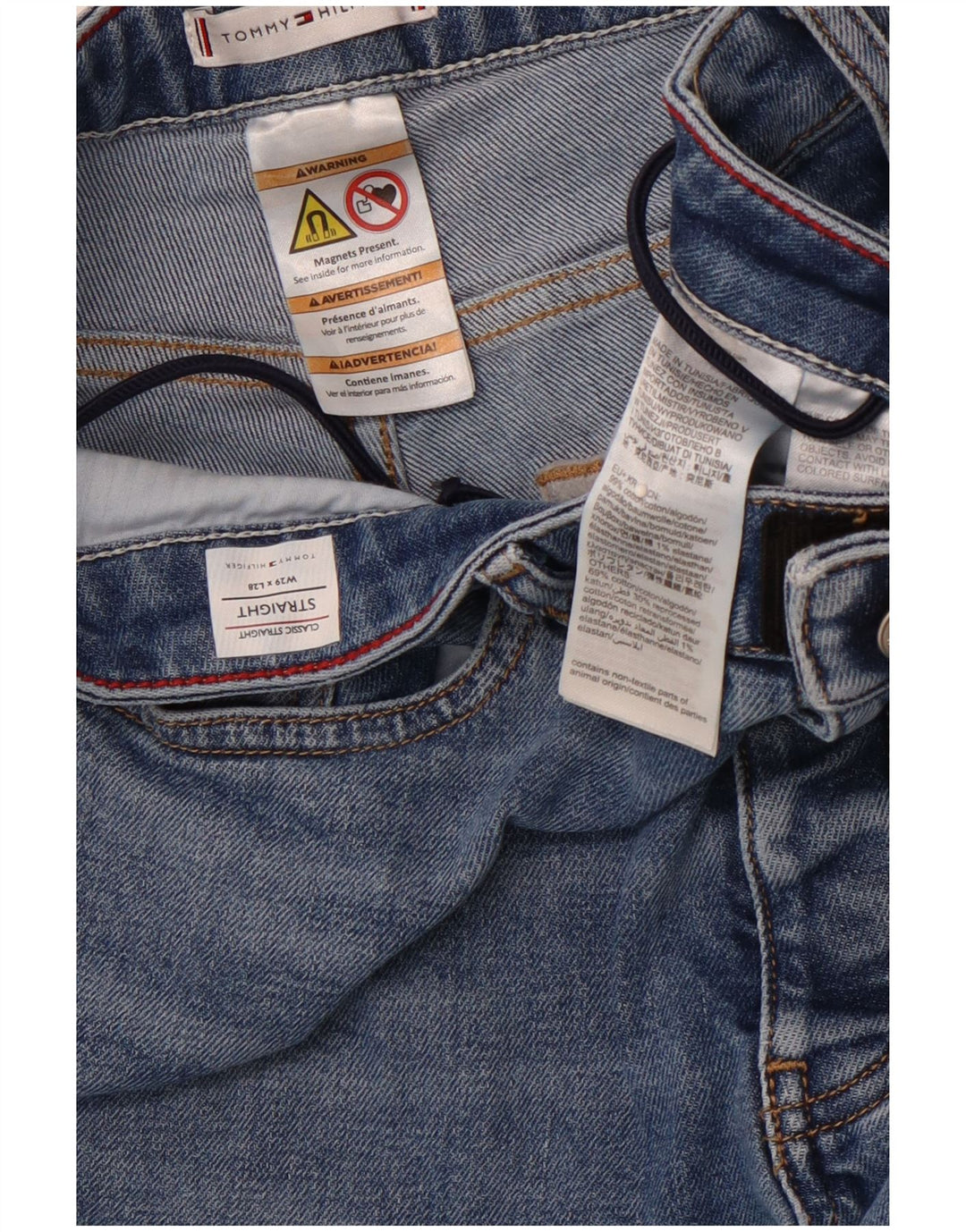 TOMMY HILFIGER Blugi drepti pentru fete, cu tăiere clasică, 15-16 ani W29 L28 Albastru