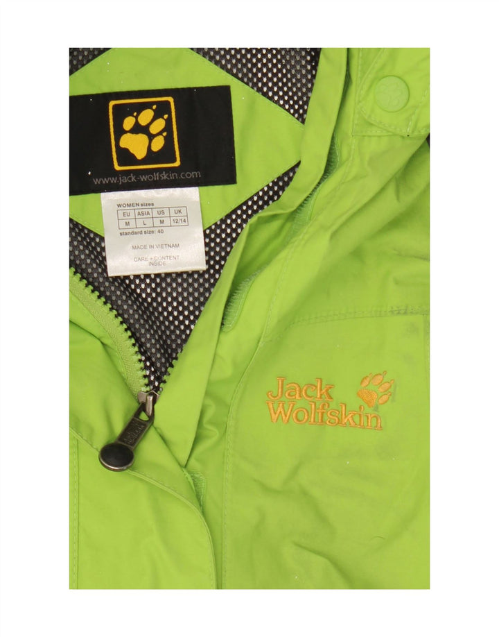 Jack Wolfskin Jachetă de ploaie cu glugă pentru femei UK 12/14 Medium Green Colorblock