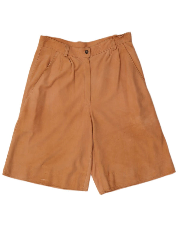 Pantaloni scurti vintage din piele intoarsa cu talie inalta W28 maro mediu