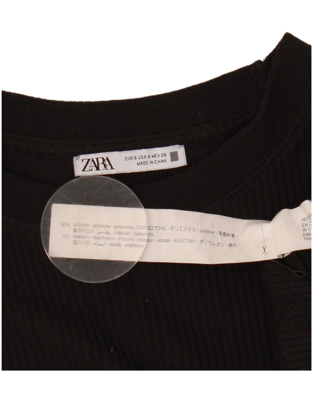 Top femeie Zara cu mânecă lungă UK 10, poliester negru mic