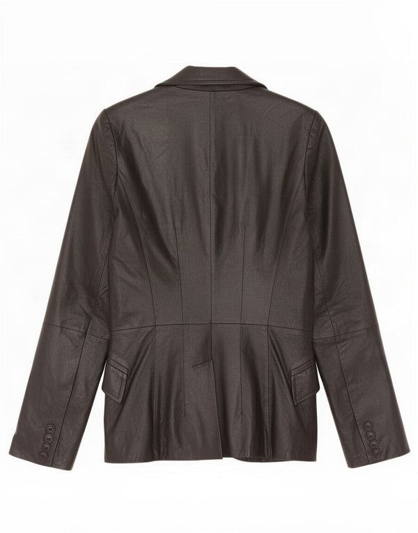 Jachetă Blazer din piele cu 2 nasturi Zara pentru femei UK 10 Mic Negru