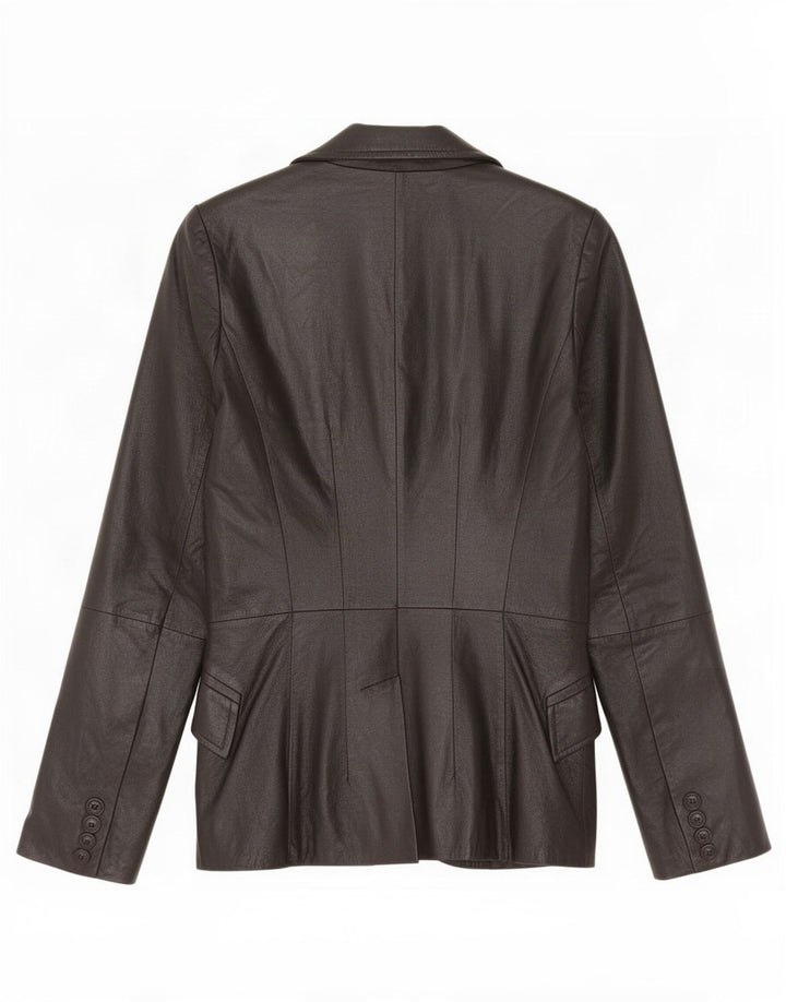 Jachetă Blazer din piele cu 2 nasturi Zara pentru femei UK 10 Mic Negru
