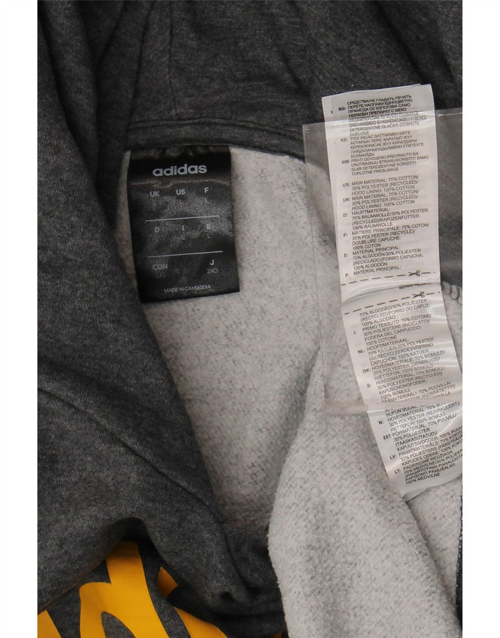 Pulover Adidas pentru bărbați cu capota, mare, gri, bumbac