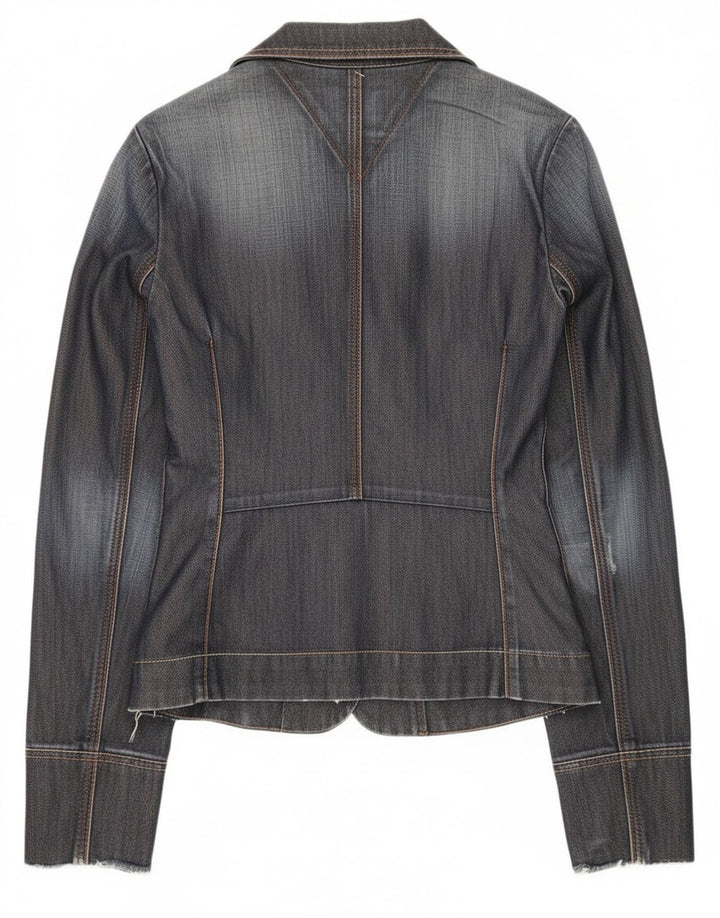 Jachetă Tommy Hilfiger pentru femei, din denim, cu 3 nasturi, UK 12 Medium Bleumarin
