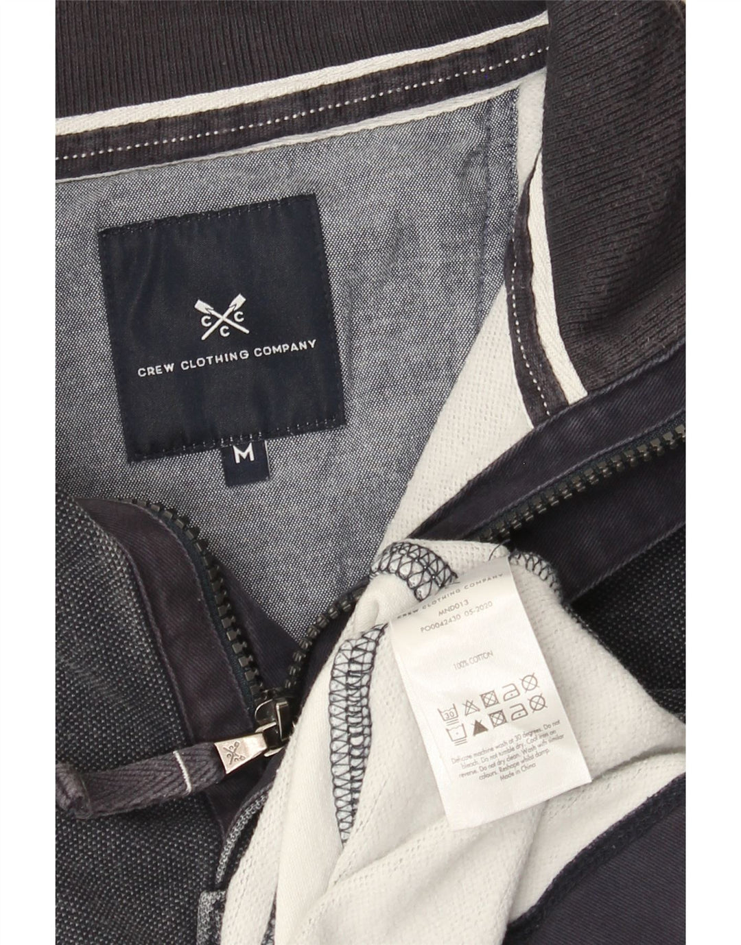 Crew Clothing Hanorac pentru bărbați cu fermoar și gât Pulover Mediu Bleumarin în dungi