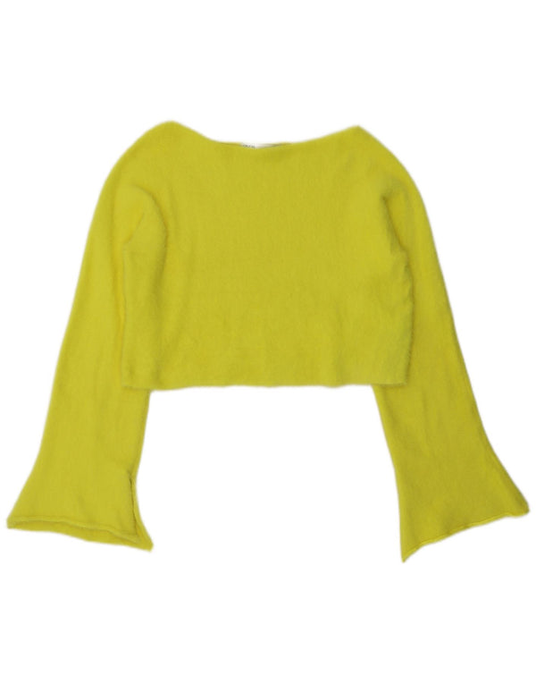 Crop Top pentru femei Zara cu mânecă lungă UK 14 Nailon galben mediu