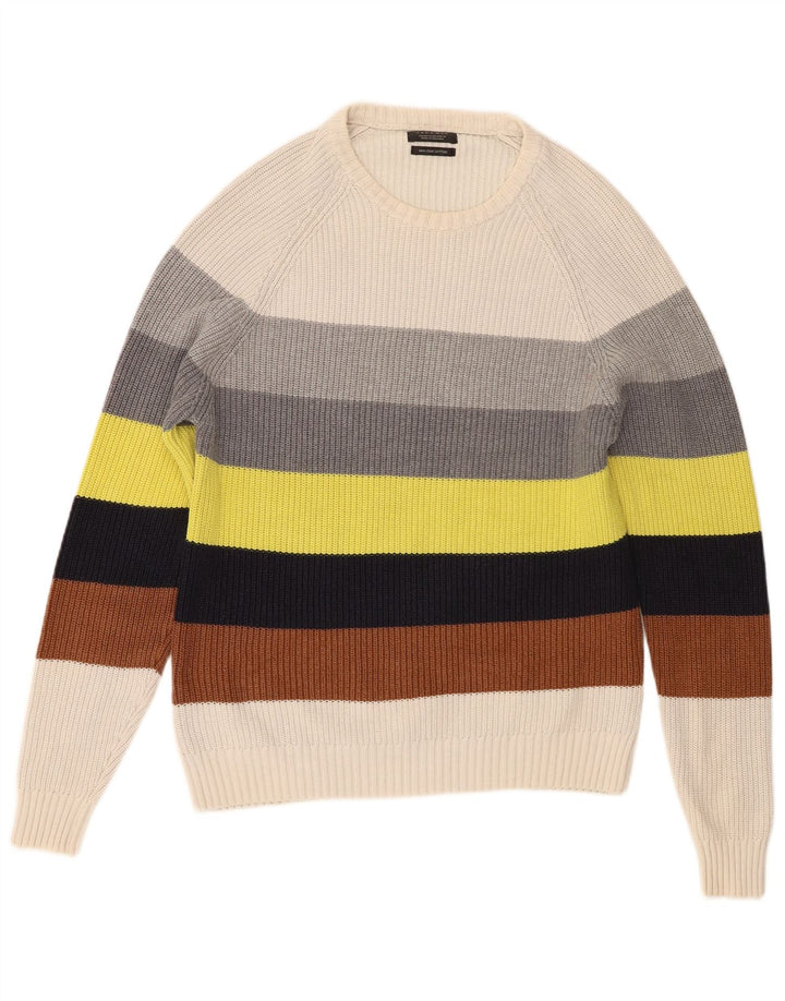 Pulover pentru bărbați Zara, cu gât crew, bumbac cu dungi medii, multicolore