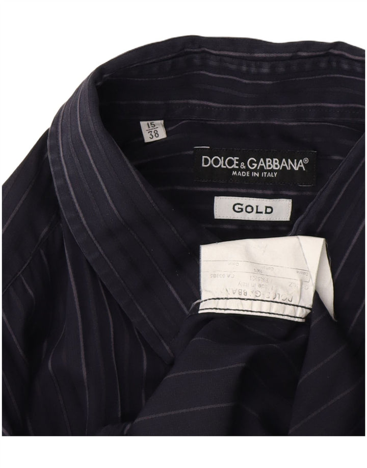 Cămașă pentru bărbați DOLCE & GABBANA Mărimea 15 38 Mediu bleumarin, bumbac cu dungi