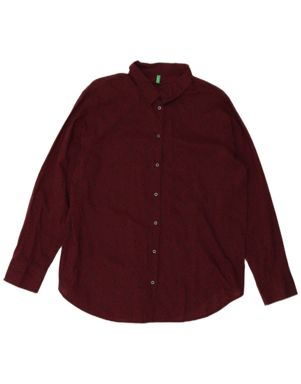 Cămașă pentru femei cu model abstract BENETTON UK 18 XL Bordeaux