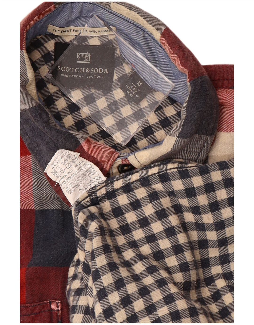 Cămașă de flanel pentru bărbați SCOTCH & SODA, bumbac cu carouri roșii medii