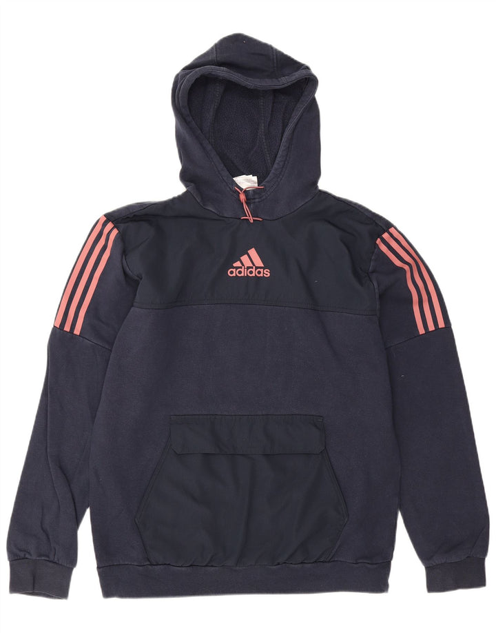 Pulover Adidas pentru bărbați, bumbac, albastru bleumarin mediu