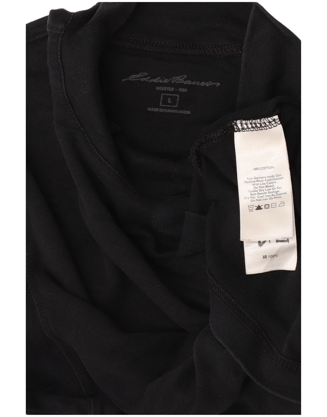 Eddie Bauer Top pentru bărbați cu mânecă lungă, mare, negru, bumbac
