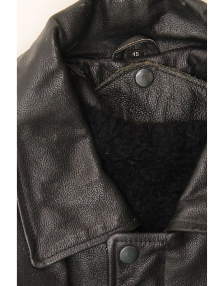 Jachetă vintage pentru bărbați din shearling IT 48 Medium Black