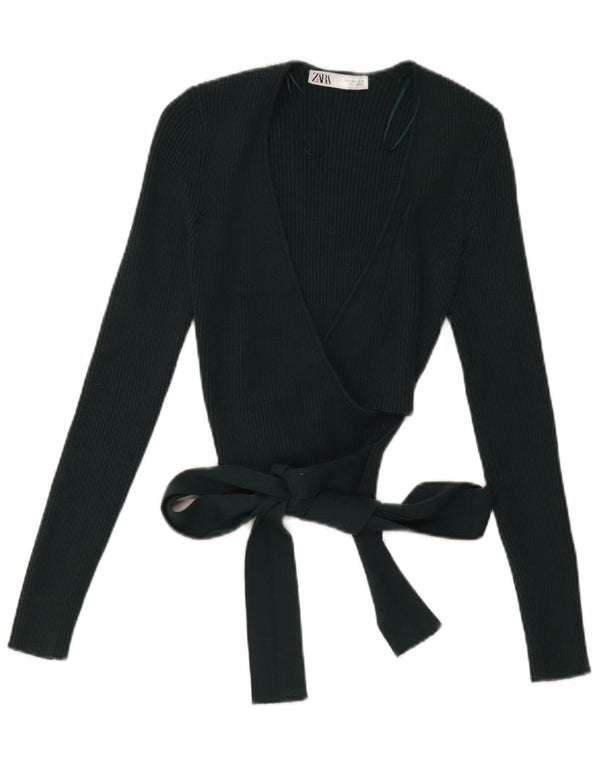 Top cardigan pentru femei Zara UK 14, mare, verde, viscoză