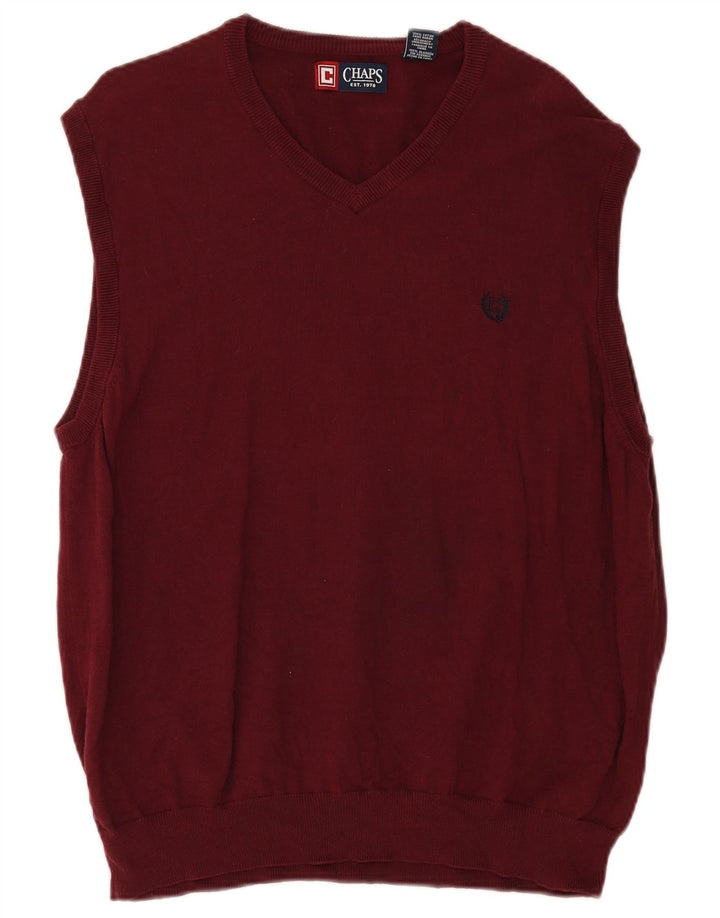 Chaps Mens Vest Tank Top XL Burgundy Bumbac