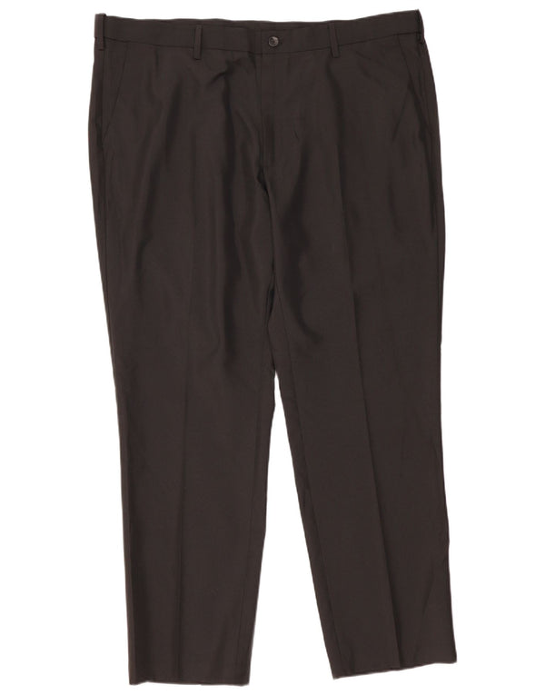 Marks & Spencer Pantaloni de costum pentru bărbați, drepti, cu croiala normală, L42 L31, negri